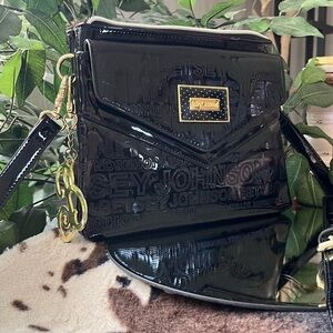 Betsey Johnson Black Crossbody Bag with Gold Accents